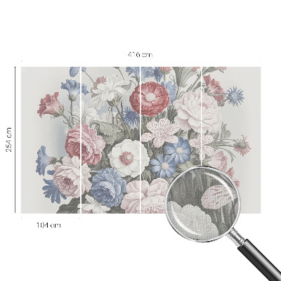 Carta da parati effetto profondità Bouquet colorato