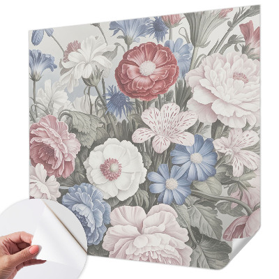 Carta da parati effetto profondità Bouquet colorato