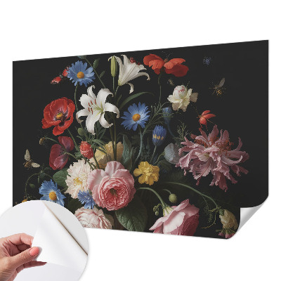 Carta da parati 3D Fiori con insetti