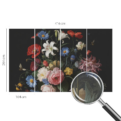 Carta da parati 3D Fiori con insetti