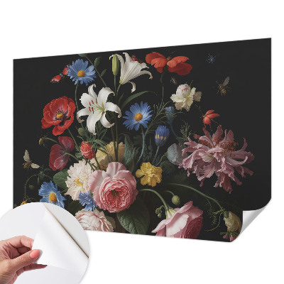 Carta da parati 3D Fiori con insetti