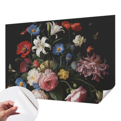 Carta da parati 3D Fiori con insetti