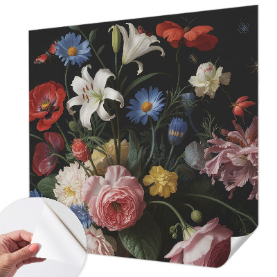 Carta da parati 3D Fiori con insetti