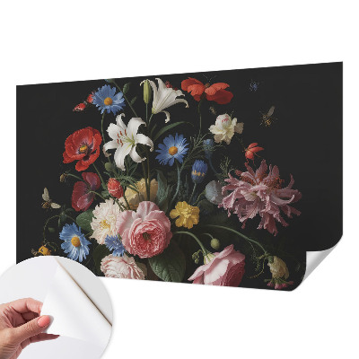 Carta da parati 3D Fiori con insetti