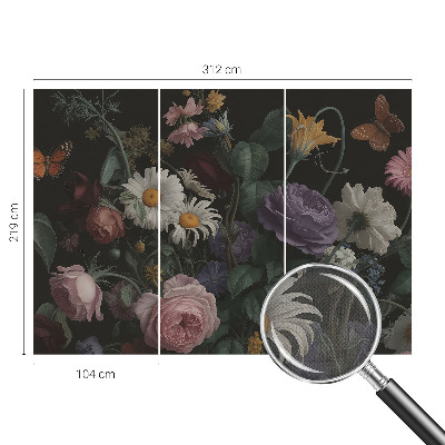Carta da parati effetto profondità Eleganza floreale