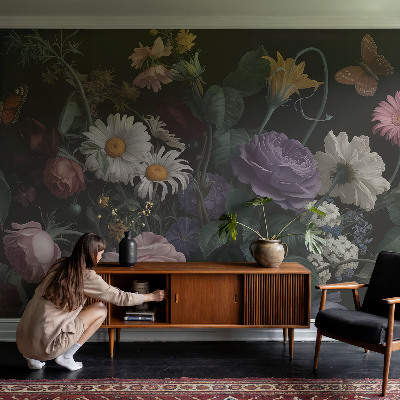 Carta da parati effetto profondità Eleganza floreale