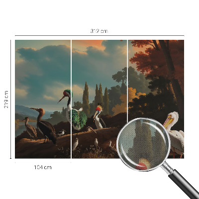 Carta da parati panoramica effetto 3D Uccelli pittoreschi