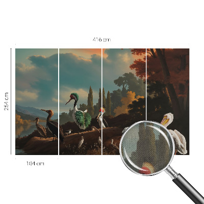 Carta da parati panoramica effetto 3D Uccelli pittoreschi