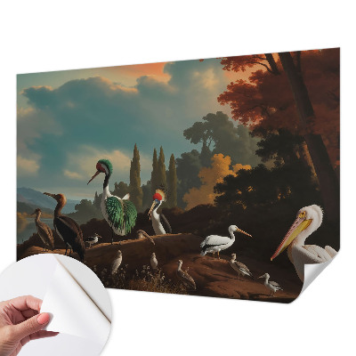 Carta da parati panoramica effetto 3D Uccelli pittoreschi