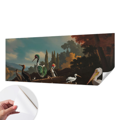 Carta da parati panoramica effetto 3D Uccelli pittoreschi