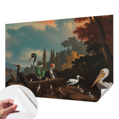 Carta da parati panoramica effetto 3D Uccelli pittoreschi