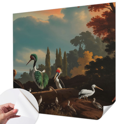 Carta da parati panoramica effetto 3D Uccelli pittoreschi
