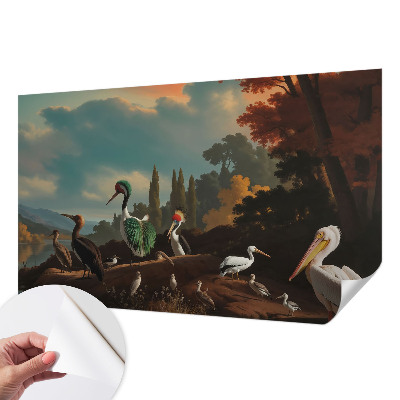 Carta da parati panoramica effetto 3D Uccelli pittoreschi