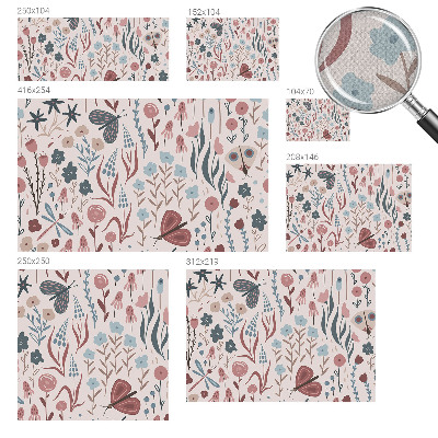 Carta da parati cameretta Fiori insetti