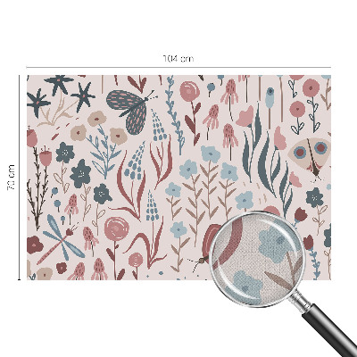 Carta da parati cameretta Fiori insetti