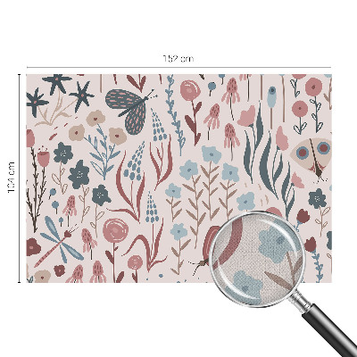 Carta da parati cameretta Fiori insetti