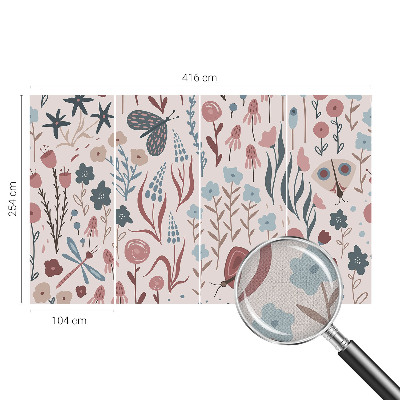 Carta da parati cameretta Fiori insetti