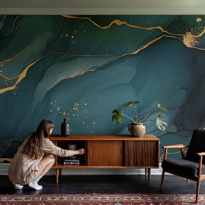 Carta da parati panoramica effetto 3D Astrazione blu scuro