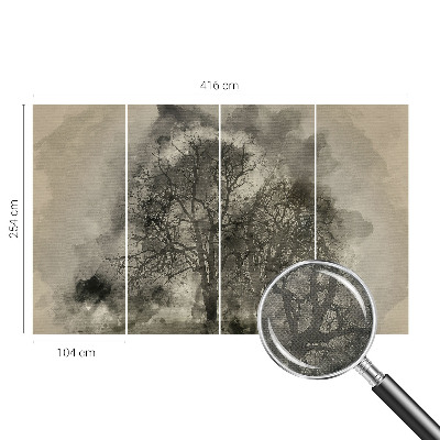 Carta da parati panoramica effetto 3D Alberi misteriosi
