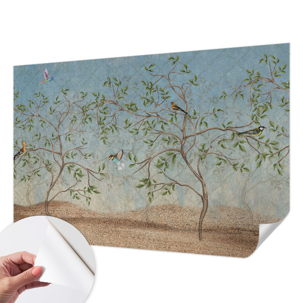 Carta da parati 3D Uccelli sugli alberi