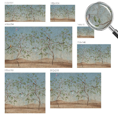 Carta da parati 3D Uccelli sugli alberi