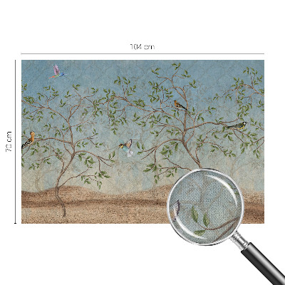Carta da parati 3D Uccelli sugli alberi