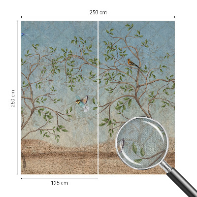 Carta da parati 3D Uccelli sugli alberi