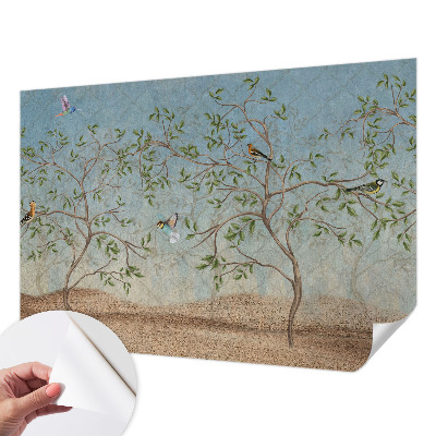Carta da parati 3D Uccelli sugli alberi