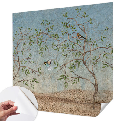 Carta da parati 3D Uccelli sugli alberi
