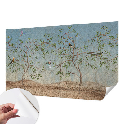 Carta da parati 3D Uccelli sugli alberi
