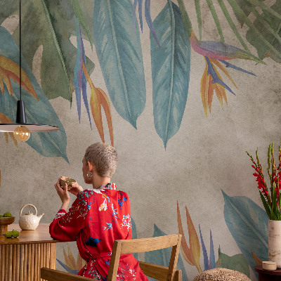 Carta da parati cameretta Fiori tropicali