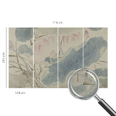 Fotomurale effetto 3D foglie di loto