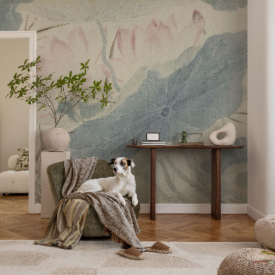 Fotomurale effetto 3D foglie di loto