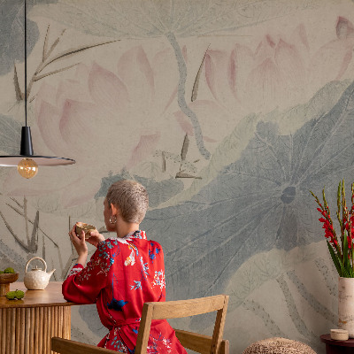 Fotomurale effetto 3D foglie di loto