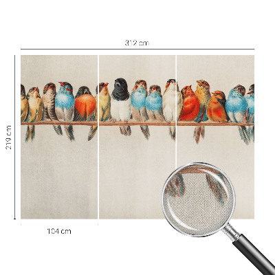 Carta da parati 3D Uccelli su un ramo