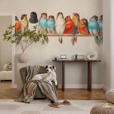 Carta da parati 3D Uccelli su un ramo