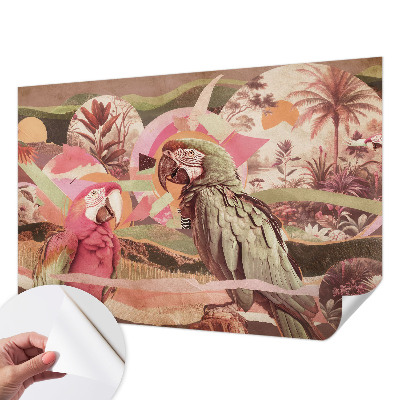 Carta da parati panoramica effetto 3D Uccelli tropicali