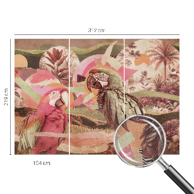 Carta da parati panoramica effetto 3D Uccelli tropicali