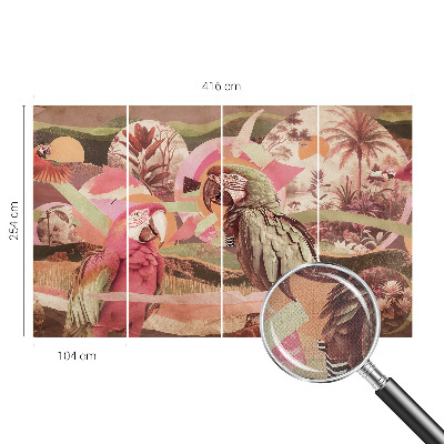 Carta da parati panoramica effetto 3D Uccelli tropicali