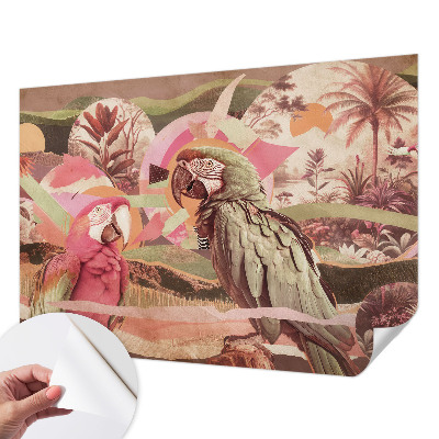 Carta da parati panoramica effetto 3D Uccelli tropicali