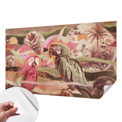 Carta da parati panoramica effetto 3D Uccelli tropicali