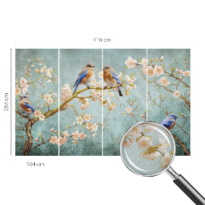 Carta da parati cameretta Uccelli primaverili