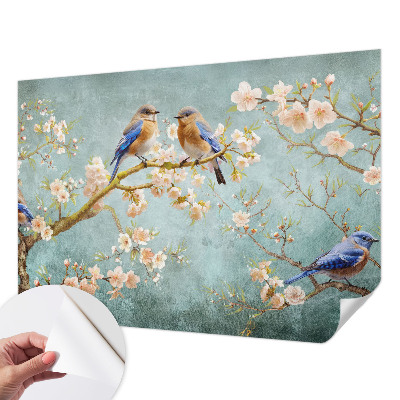 Carta da parati cameretta Uccelli primaverili