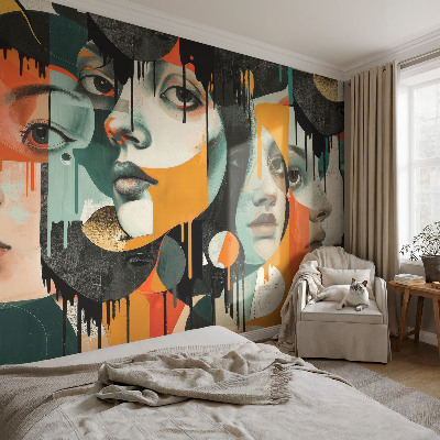Carta da parati 3D Volti colorati