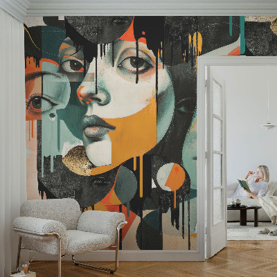 Carta da parati 3D Volti colorati