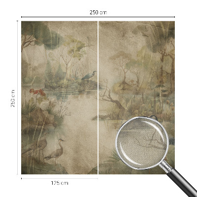 Carta da parati panoramica effetto 3D Scena nella foresta