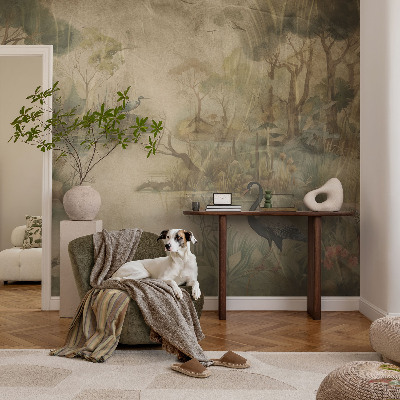 Carta da parati panoramica effetto 3D Scena nella foresta