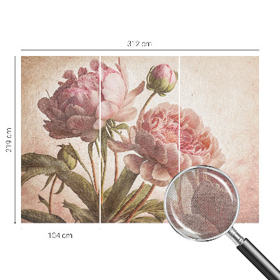 Carta da parati effetto profondità Peonie delicate