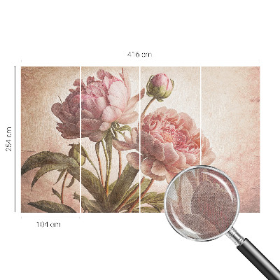 Carta da parati effetto profondità Peonie delicate