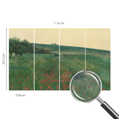 Fotomurale effetto 3D campi di papaveri